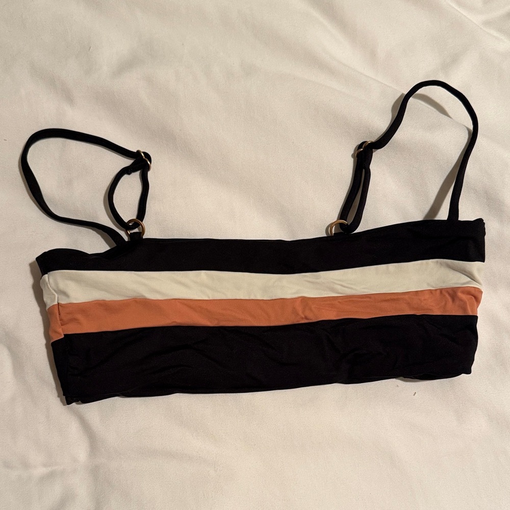 L*Space Black, White, and Tan Bikini Top